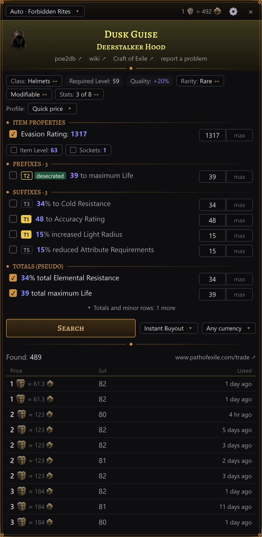 The price panel checking a rare item